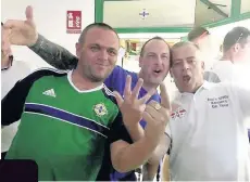  ??  ?? BRAZEN Thug, centre, poses with pals at bar opening