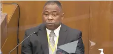  ?? COURT TV ?? In this image from video, Jody Stiger, a Los Angeles Police Department sergeant and use-of-force expert, testifies Wednesday during the trial of Derek Chauvin in Minneapoli­s.