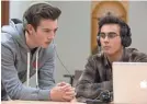  ??  ?? High-schoolers Sam (Griffin Gluck, left) and Peter (Tyler Alvarez) are on the case in “American Vandal.”