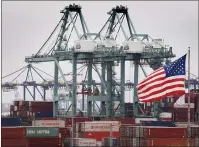  ?? MARK RALSTON — AFP/GETTY IMAGES ?? Chinese shipping containers are stored at the Port of Los Angeles in Long Beach as concerns over tariffs grow.