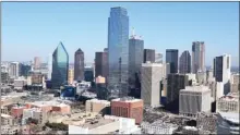  ?? STEVE MacNAULL/The Okanagan Weekend ?? The view of the Dallas skyline from atop Reunion Tower.