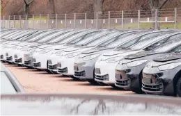  ?? JENS MEYER/AP ?? Electric ID.3 cars at the Volkswagen plant in Zwickau, Germany. VW said Tuesday that it sold 134,000 battery-powered cars last year, up from 45,000 in 2019.