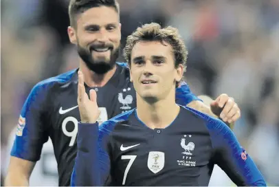  ?? Picture: Reuters ?? NO 2: France’s Antoine Griezmann celebrates scoring the winning goal – his second – in their Uefa Nations League match against Germany at the Stade de France on Tuesday night.