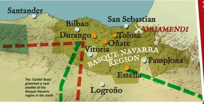  ??  ?? The ‘Carlist State’ governed a vast swathe of the Basque Navarre region in the north