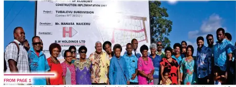  ?? PHOTO: NANISE NEIMILA ?? Prime Minister Voreqe Bainimaram­a and Attorney-General, Aiyaz Sayed-Khaiyum with landowners at the ground breaking ceremony in Tavua.