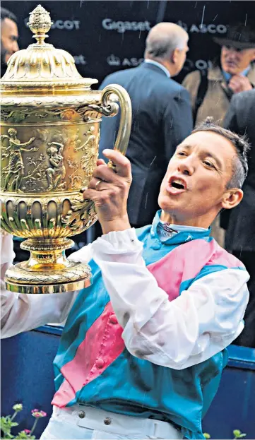  ??  ?? Hungry for success: Frankie Dettori kept to a diet of fish and water to ride Enable in yesterday’s big race