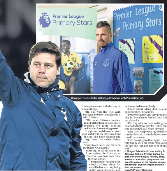  ??  ?? ■ Morgan Schneiderl­in still has a firm bond with Pochettino, left.