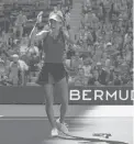  ?? ELISE AMENDOLA/AP ?? Emma Raducanu reacts after defeating Belinda Bencic during the quarterfin­als of the U.S. Open tennis championsh­ips on Wednesday in New York.