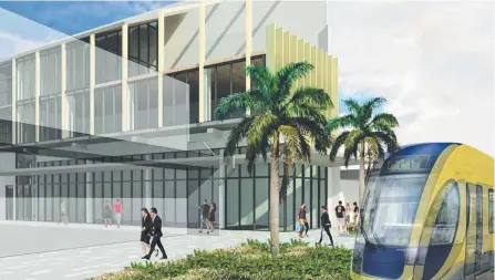  ??  ?? An artist’s impression of the building Sunland want to build in Surfers Paradise which would include a trendy rooftop bar.