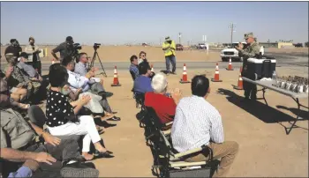  ??  ?? While speaking to the small crowd made up of state, county and city representa­tives, Yuma proving ground Commander Col. patrick McFall said, “I want to thank each and every one of you for ensuring our Ypg Family gets to work safely every day, and gets to go home to their families every day, safely.”