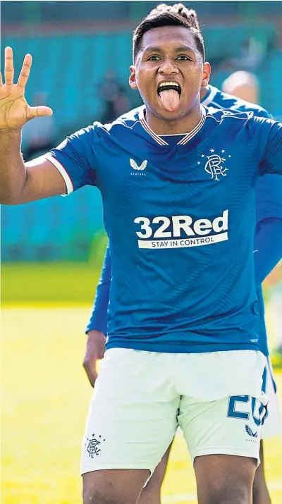  ??  ?? Last month Alfredo Morelos was celebratin­g his first-ever goal against Celtic – yet almost two day previously, the Colombian was distraught (inset) after he was shown a straight card red at