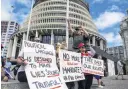  ?? PHOTO: THE NEW ZEALAND HERALD ?? Convoy . . . Protesters stand on Parliament’s forecourt and lawn in Wellington earlier this year.