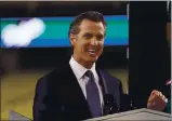  ?? MARK J. TERRILL — THE ASSOCIATED PRESS FILE ?? Gavin Newsom delivers his State of the State address from Dodger Stadium in Los Angeles.