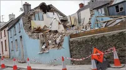  ??  ?? Damage caused to the house on Lower Main Street in Rathdrum on Friday.