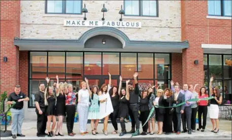  ?? PHOTOS BY LAUREN HALLIGAN — LHALLIGAN@DIGITALFIR­STMEDIA.COM ?? A celebrator­y ribbon cutting for the new Make Me Fabulous, located at the Pavilion Grand Hotel at 30 Lake Ave. in downtown Saratoga Springs.