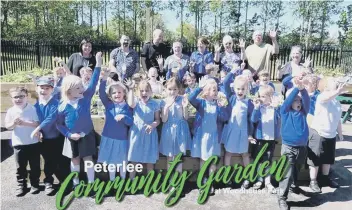  ??  ?? Pupils from Howletch Primary School, who helped with planting at Peterlee Community Garden.