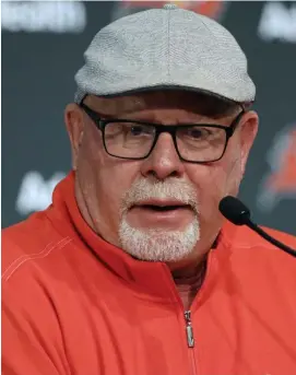  ?? AP FIle PHotos ?? ‘NO RISK IT, NO BISCUIT’: Tampa Bay Buccaneers coach Bruce Arians isn’t worried about coaching amid the pandemic thanks to a six-time Super Bowl champion named Tom Brady, below.