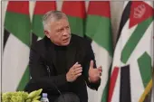  ?? YOUSEF ALLAN — THE ROYAL HASHEMITE COURT ?? Jordan’s King Abdullah II speaks during a meeting with tribal leader in Al-Qasta, south of Amman, Jordan, on Monday.