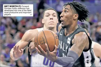  ?? AP ?? NET WORTH IT: Forward Rondae Hollis-Jefferson has developed into one of the Nets’ most productive and important players.