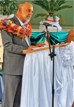  ?? Photo: Sampras Anand ?? Minister for Employment, Productivi­ty and Industrial Relations, Agni Deo Singh, during the 2023 World Day for Safety and Health at Work celebratio­n in Labasa on April 28, 2023.