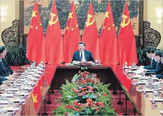  ?? YAO DAWEI, XINHUA NEWS AGENCY THE ASSOCIATED PRESS ?? Chinese President Xi Jinping meets with a delegation from North Korea in Beijing on Wednesday. China urged North Korea not to cancel the summit.