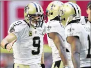  ?? CHRISTIAN PETERSEN / GETTY IMAGES ?? Saints quarterbac­k Drew Brees, 38, is in the last year of his contract, so this could be it for him in New Orleans with coach Sean Payton.