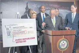  ?? J. SCOTT APPLEWHITE — THE ASSOCIATED PRESS ?? Senate Majority Leader Chuck Schumer, D-N.Y., holds a news conference at the Capitol in Washington on Thursday to talk about the benefits of the Child Tax Credit.