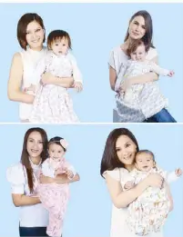  ??  ?? Sleep (safe), my darling baby: Celebrity mommies Chynna Ortaleza, Rima Ostwani, Joy Sotto, and Gladys Reyes can sleep well, knowing that their babies are protected against SIDS by Halo SleepSack, an award-winning wearable blanket worn over regular...