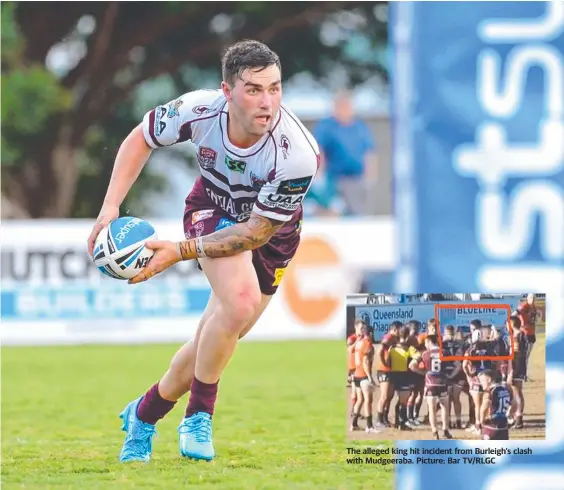  ??  ?? The alleged king hit incident from Burleigh’s clash with Mudgeeraba. Picture: Bar TV/RLGC
Burleigh hooker Jordan Scott has been left with a fractured cheekbone after an alleged king hit. Picture: Supplied