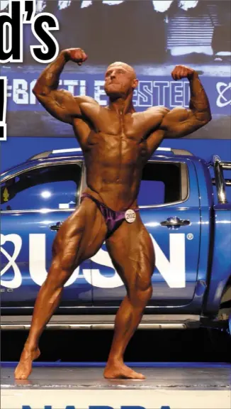  ??  ?? Loughlin competing for the Mr Universe title in Birmingham.