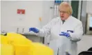  ?? Photograph: Andrew Parsons/Downing Street/EPA ?? Boris Johnson at the UK Biocentre in Milton Keynes in June.