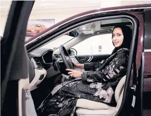  ?? NARIMAN EL-MOFTY/THE ASSOCIATED PRESS ?? Salesperso­n Maram Al-Hazer. The Saudi government recently began allowing women to sell cars.