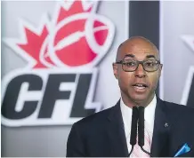  ?? MARKETWIRE­D PHOTO ?? CFL commission­er Jeffrey Orridge announces the league’s policy on violence against women in Vancouver Thursday.