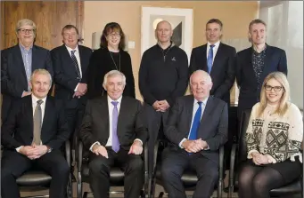  ??  ?? Front row: John Caulfield, Liam Miller Committee (LMC), Michael O’Flynn, December Cork Person of the Month; Ted Foley and Kate O’Flynn (LMC).Rear: Manus O’Callaghan , awards organiser; Pat Lemasney, Southern: Ann Marie O’Sullivan, AM O’Sullivan PR; Tony Leen (LMC), John Lehane, Lexus Cork and George Duggan, Cork Crystal. Photo: Martin Collins.