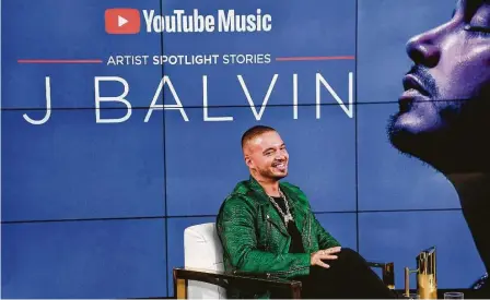  ?? Nicholas Hunt / Getty Images para YouTube Music ?? J Balvin, en el lanzamient­o del documental de YouTube sobre su vida y su carrera, en Nueva York.