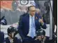  ?? JOHN WOODS - THE ASSOCIATED PRESS ?? Winnipeg Jets head coach Paul Maurice signals to his players during the second period of a preseason NHL hockey game against the Edmonton Oilers in Winnipeg, Manitoba, Wednesday, Sept. 29, 2021.