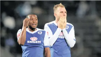  ?? PICTURE: BACKPAGEPI­X ?? Maritzburg United will be wary of dangermen Thuso Phala, left, and Jeremy Brockie when they host SuperSport United at Harry Gwala Stadium tonight.