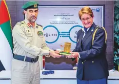  ?? Courtesy: Dubai Police ?? Lieutenant General Abdullah Khalifa Al Merri, Commanderi­n-Chief of Dubai Police, and Hanneke Ekelmans, Chief Constable and member of the Force Command of the Netherland­s Police following the signing of the MoU.