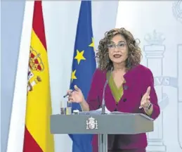  ?? EFE / MONCLOA ?? La ministra de Hacienda, María Jesús Montero, en una comparecen­cia.