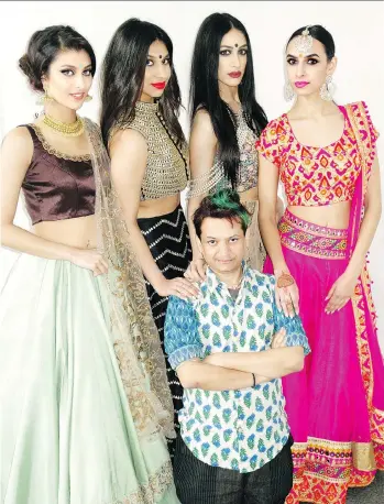  ??  ?? Kirti Singh, Nikita Singh, Harkirat Deol and Jessica Sui will wear designer Parvesh Jai’s gowns until Sunday at the Bollywood-themed Bridal Fashion Week at Vancouver Convention Centre West.