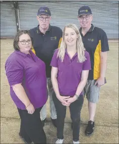  ??  ?? Rotarians Lawrie Donoghue and Tony Norman with sponsor representa­tives Nicole Crowe and Rachel Thomas from Maverick Biomateria­ls.