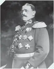  ??  ?? Kenraali Oskar von Xylander komensi Baijerin I armeijakun­taa Sarrebourg­issa.