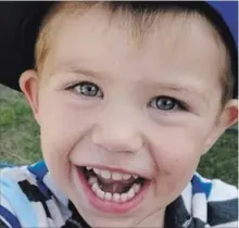  ?? FACEBOOK FILE PHOTO ?? Kaden Young died after his body was swept away during a flash flood. His mother, Michelle Hanson, has been charged in her son’s death.