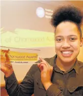  ??  ?? Pictured is Ebony Horton, who won the Creativity Award at the 2017 Pride of Charnwood Awards held at Lynroys, Loughborou­gh on March 14. Picture courtesy of Studio 17.