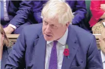  ?? REUTERS ?? Britain’s Prime Minister Boris Johnson speaks at the House of Commons in London, Britain, Monday, in this screen grab taken from video.