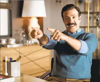  ?? Apple TV+ ?? TED LASSO, played by Jason Sudeikis, and his brand of homespun coaching wisdom have spawned a hit streaming series. “Everybody’s a big ‘Ted Lasso’ fan,” U.S. men’s national team coach Gregg Berhalter said. “The guys love it.”