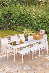  ?? ERIC LAIGNEL/ROTTET STUDIO VIA AP ?? If you’ll be cooking and dining outside more than usual this summer, consider adding a larger outdoor dining table.