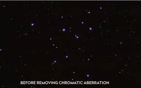  ??  ?? BEFORE REMOVING CHROMATIC ABERRATION ▲ Star cluster M39, captured with a 5-inch achromat, before (left) and after the colour fringes have been removed