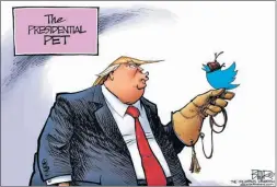  ??  ?? Nate Beeler, The Whashingto­n Examiner, Whashingto­n D.C. EE.UU. EN TWITTER. Acorde con los tiempos de la posverdad, el arma preferida de Trump para la diplomacia han sido sus bombas por Twitter.