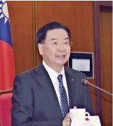  ?? Tsuyoshi Oyabu / The Yomiuri Shimbun ?? Taiwan Foreign Minister Joseph Wu speaks in an interview at Taiwan’s Foreign Ministry in Taipei on April 17.